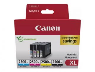 Canon PGI-2500XL BK/C/M/Y Multipack - 4-pack - XL - black, yellow, cyan, magenta - original - ink tank - for MAXIFY iB4050, iB4150, MB5150, MB5155, MB5350, MB5450