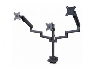 StarTech.com Triple Monitor Desk Mount For Up To Three 27in Screens, VESA 75x75/100x100, Tool-Less Arm Adjustments, C-Clamp/Grommet Mount, Spring-Assisted Arms - Mounting kit - adjustable arm - for 3 LCD displays - aluminium, steel, plastic - black - scre