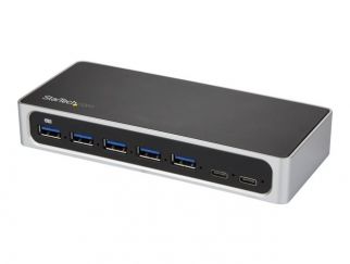 StarTech.com 7 Port USB C Hub with Fast Charge Port, USB-C to 5x USB-A 2x USB-C USB 3.0 (USB 3.1/3.2 Gen 1 SuperSpeed 5Gbps), Self Powered Type-C Hub w/ Power Adapter, Desktop/Laptop Hub - Windows/macOS/Linux (HB30C5A2CSC) - hub - 7 ports