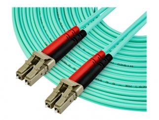 StarTech.com 10 m OM4 LC to LC Multimode Duplex Fiber Optic Patch Cable- Aqua - 50/125 - Fiber Optic Cable - 40/100Gb - LSZH (450FBLCLC10) - patch cable - 10 m - aqua