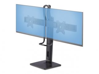 StarTech.com Crossbar Dual Monitor Desk Stand, Double 27inch Screens/VESA - Stand - for 2 monitors - plastic, aluminium, steel - black - screen size: 17"-27" - desktop stand