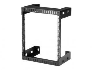 StarTech.com 12U 19" Wall Mount Network Rack - 12" Deep 2 Post Open Frame Server Room Rack for Data/AV/IT/Computer Equipment/Patch Panel with Cage Nuts & Screws 200lb Capacity, Black (RK12WALLO) - Rack - wall mountable - black - 12U - 12"