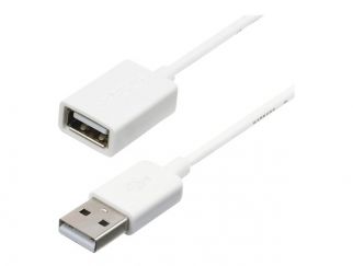 StarTech.com 1m White USB 2.0 Extension Cable Cord - A to A - USB Male to Female Cable - 1x USB A (M), 1x USB A (F) - White, 1 meter (USBEXTPAA1MW) - USB extension cable - USB (F) to USB (M) - USB 2.0 - 1 m - molded - white - for P/N: MSDREADU2OTG, USBEXT