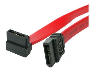 StarTech.com 24in SATA to Right Angle SATA Serial ATA Cable - SATA cable - Serial ATA 150/300/600 - SATA (R) to SATA (R) - 61 cm - right-angled connector - red - for P/N: 25S22M2NGFFR, 25SATSAS35HD, CFAST2SAT25, S322M225R, S32M2NGFFPEX, ST521PMINT