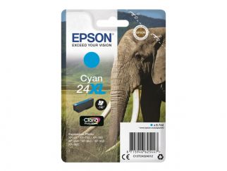 Epson Ink Cartridges, Claria" Photo HD Ink, 24XL, Elephant, Singlepack, 1 x 8.7 ml Cyan