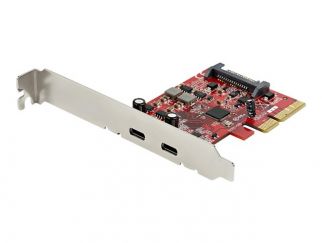 StarTech.com PCIe USB 3.1 Card, 2x USB C 3.1 Gen 2 10Gbps, PCIe Gen 3 x4, ASM3142 Chipset, USB Type-C PCI Express Card, 2-Port USB 3.2 Gen 2x1 Expansion Add-On Card, Windows, macOS, Linux - Full/Low-Profile - USB adapter - PCIe 3.0 x4 low profile - USB-C 