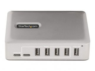 StarTech.com 7-Port USB-C Hub, 5x USB-A + 2x USB-C, Self-Powered w/ 65W Power Supply, USB 3.1 10Gbps Hub w/ BC1.2 Charging, Desktop/Laptop USB Hub with 3ft Locking USB-IF Certified Cable - USB Expansion Hub (10G5A2CS-USB-C-HUB) - hub - 7 ports