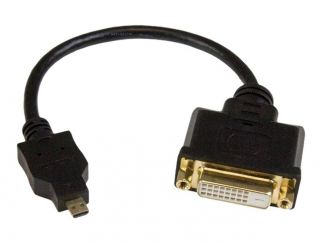 StarTech.com 8in Micro HDMI to DVI-D Adapter M/F - 8in Micro HDMI to DVI Cable - Connect a Micro HDMI phone or laptop to a DVI-D display (HDDDVIMF8IN) - adapter - HDMI / DVI - 20.3 cm