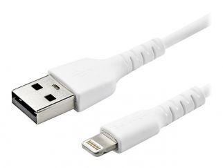 StarTech.com 3 ft(1m) Durable White USB-A to Lightning Cable, Heavy Duty Rugged Aramid Fiber USB Type A to Lightning Charger/Sync Power Cord, Apple MFi Certified iPad/iPhone 12 Pro Max - iPhone 7/8/11/11 Pro - Lightning cable - USB male straight to Lightn