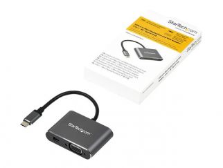 StarTech.com USB C Multiport Video Adapter, USB-C to 4K 60Hz Mini DisplayPort 1.2 or 1080p VGA Monitor Adapter, USB Type-C 2-in-1 MDP HBR2 HDR/VGA Display Converter, Works w/ Thunderbolt 3 - USB-C 2 in 1 Adapter (CDP2MDPVGA) - Adapter - 24 pin USB-C (M) t