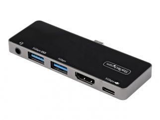 StarTech.com USB C Multiport Adapter, USB-C Mini Dock, USB-C to 4K 60Hz HDMI 2.0, With 100W Power Delivery Pass-Through Charging, 3-Port USB 3.0 Hub, Audio, USB Type-C Multiport Adapter - USB-C Travel Dock - docking station - USB-C - HDMI