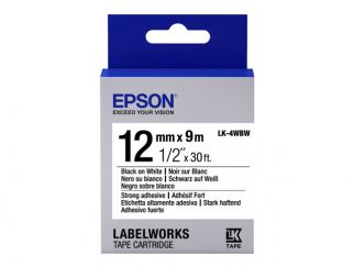 Epson LabelWorks LK-4WBW - Strong adhesive - black on white - Roll (1.2 cm x 9 m) 1 roll(s) label tape - for LabelWorks LW-1000, 300, 400, 600, 700, 900, K400, Z700, Z710, Z900