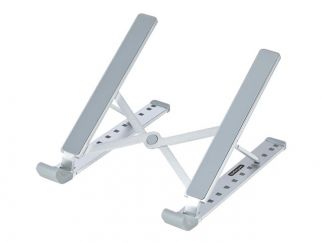 StarTech.com Foldable Laptop Riser Stand, Portable Height Adjustable Ergonomic Laptop Stand, Ventilated Aluminum Frame Supports 22lb (10Kg), Tilt/Raised/Angled Laptop/Tablet Stand, Collapsible Design - Notebook stand - desktop - up to 15.6" - silver