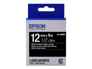 Epson LabelWorks LK-4BWV - White on black - Roll (1.2 cm x 9 m) 1 roll(s) label tape - for LabelWorks LW-1000, 300, 400, 600, 700, 900, K400, Z700, Z710, Z900