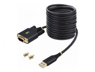 StarTech.com 10ft (3m) USB to Serial Adapter Cable, Interchangeable DB9 Screws/Nuts, COM Retention, USB-A to DB9 RS232, FTDI IC, Level-4 ESD Protection, Windows/macOS/ChromeOS/Linux - Rugged TPE Construction (1P10FFC-USB-SERIAL) - USB / serial cable - USB