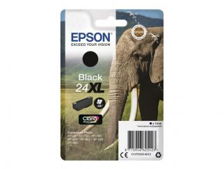 Epson Ink Cartridges, Claria" Photo HD Ink, 24XL, Elephant, Singlepack, 1 x 10.0 ml Black