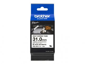 Brother HSe-261E - Black on white - Roll (3.1 cm x 1.5 m) 1 cassette(s) hanging box - heat shrink tube tape - for P-Touch PT-D800W, PT-P900W, PT-P900Wc, PT-P950NW