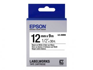 Epson LabelWorks LK-4WBN - Black on white - Roll (1.2 cm x 9 m) 1 roll(s) label tape - for LabelWorks LW-1000, 300, 400, 600, 700, 900, K400, Z700, Z710, Z900