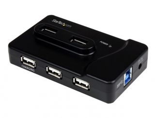 StarTech.com 7 Port USB Hub - 2 x USB 3A, 4 x USB 2A, 1 x Dedicated Charging Port - Multi Port Powered USB Hub with 20W Power Adapter (ST7320USBC) - hub - 6 ports