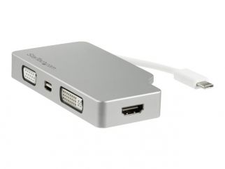 StarTech.com USB C Multiport Video Adapter with HDMI, VGA, Mini DisplayPort or DVI, USB Type C Monitor Adapter to HDMI 1.4 or mDP 1.2 (4K), VGA or DVI (1080p), Silver Aluminum Adapter - 4-in-1 USB-C Converter (CDPVGDVHDMDP) - Adapter - 24 pin USB-C male t