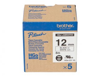 Brother HGE-231V5 - laminated tape - 5 cassette(s) - Roll (1.2 cm x 8 m)