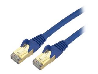 StarTech.com 10ft CAT6A Ethernet Cable, 10 Gigabit Shielded Snagless RJ45 100W PoE Patch Cord, CAT 6A 10GbE STP Network Cable w/Strain Relief, Blue, Fluke Tested/UL Certified Wiring/TIA - Category 6A - 26AWG (C6ASPAT10BL) - patch cable - 3.05 m - blue