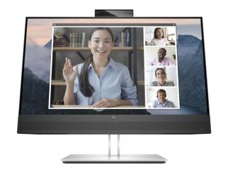 HP E24mv G4 Conferencing Monitor - E-Series - LED monitor - 23.8" - 1920 x 1080 Full HD (1080p) @ 60 Hz - IPS - 250 cd/m² - 1000:1 - 5 ms - HDMI, VGA, DisplayPort - speakers - silver (stand), black head