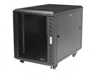 StarTech.com 12U AV Rack Cabinet - Network Rack with Glass Door - 19 inch Computer Cabinet for Server Room or Office (RK1236BKF) - Rack cabinet - black - 12U - 36"