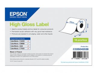 Epson - High-gloss labels - Roll (10.2 cm x 33 m) - 1 roll(s) - for TM C3500