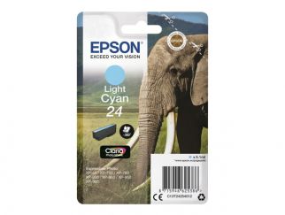 Epson Ink Cartridges, Claria" Photo HD Ink, 24, Elephant, Singlepack, 1 x 5.1 ml Light Cyan