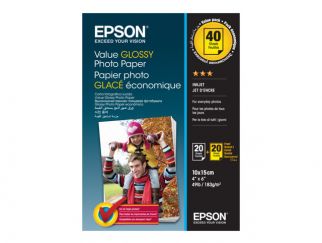 Epson Value Photo Paper Glossy - Glossy - 100 x 150 mm 20 sheet(s) photo paper (pack of 2) - for Expression Home HD XP-15000, Expression Premium XP-900 Stickers