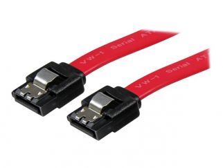 StarTech.com 12in Latching SATA Cable - SATA cable - Serial ATA 150/300/600 - SATA (R) to SATA (R) - 1 ft - latched - red - LSATA12 - SATA cable - 30 cm