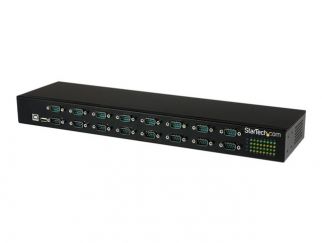 StarTech.com USB to Serial Hub - 16 Port - COM Port Retention - Rack Mount and Daisy Chainable - FTDI USB to RS232 Hub (ICUSB23216FD) - Serial adapter - USB 2.0 - RS-232 x 16 - black