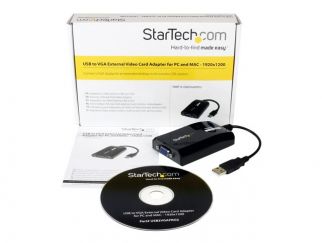 StarTech.com USB to VGA Adapter - 1920x1200 - External Video & Graphics Card - Dual Monitor - Supports Mac & Windows and Mirror & Extend Mode (USB2VGAPRO2) - external video adapter - DisplayLink DL-195 - 16 MB - black