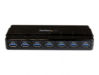 StarTech.com 7 Port USB 3.0 Hub – Up To 5 Gbps – 7 x USB – Universal Multi Port USB Extender for Your Desktop – USB Powered (ST7300USB3B) - hub - 7 ports