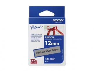 Brother TZe-R931 - Satin - black on silver - Roll (1.2 cm x 4 m) 1 cassette(s) ribbon tape - for Brother PT-D210, D600, H110, H200, P-Touch PT-1005, E310, P900, P-Touch Cube Plus PT-P710