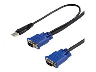 StarTech.com 10 ft Ultra Thin USB VGA 2-in-1 KVM Cable - VGA KVM Cable - USB KVM Cable - KVM Switch Cable (SVECONUS10) - Video / USB cable - USB, HD-15 (VGA) (M) to HD-15 (VGA) (M) - 3.05 m - black - for P/N: CAB831HDU, RACKCONS1908, SV1631DUSBUK, SV565DU