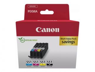 Canon CLI-551 BK/C/M/Y Multipack - 4-pack - 7 ml - black, yellow, cyan, magenta - original - box - ink tank - for MAXIFY MG6650, PIXMA iP8750, iX6850, MG5550, MG5650, MG6650, MG7550, MX725, PIXUS MG7550