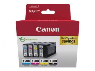 Canon PGI-1500 BK/C/M/Y Multipack - 4-pack - black, yellow, cyan, magenta - original - ink tank - for MAXIFY iB4050, iB4150, MB5150, MB5155, MB5350, MB5450