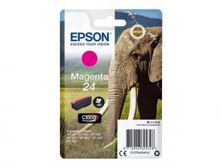 Epson Ink Cartridges, Claria" Photo HD Ink, 24, Elephant, Singlepack, 1 x 4.6 ml Magenta