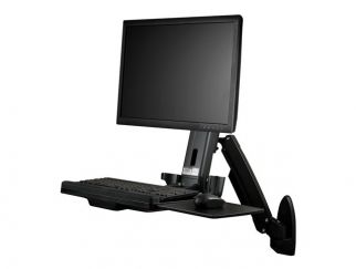 StarTech.com Wall Mount Workstation, Articulating Full Motion Standing Desk with Ergonomic Height Adjustable Monitor & Keyboard Tray Arm, Mouse & Scanner Holders, For Single VESA Display - Foldable Standing Desk (WALLSTS1) - Mounting kit (wall plate, colu
