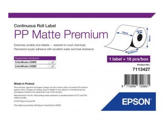 PP MATTE LABEL PREM CONTINUOUS ROLL 76X29MM