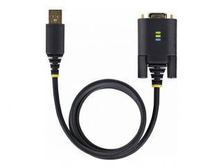 StarTech.com 3ft (1m) USB to Serial Adapter Cable, Interchangeable DB9 Screws/Nuts, COM Retention, USB-A to DB9 RS232, FTDI IC, Level-4 ESD Protection, Windows/macOS/ChromeOS/Linux - Rugged TPE Construction (1P3FFCB-USB-SERIAL) - USB / serial cable - USB 