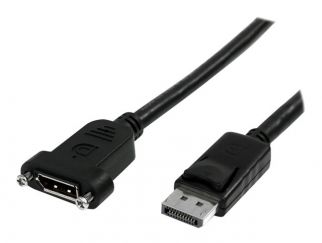 StarTech.com 3 ft / 91 cm 20 pin DP DisplayPort Extension Panel Mount Cable - DisplayPort to DisplayPort - Male to Female (DPPNLFM3PW) - DisplayPort cable - DisplayPort (M) to DisplayPort (F) - 91 cm - latched, molded - black