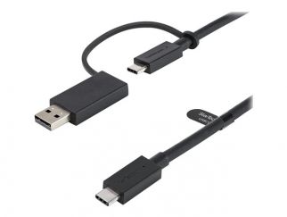 StarTech.com 3ft (1m) USB C Cable w/ USB-A Adapter Dongle, Hybrid 2-in-1 USB C Cable w/ USB-A | USB-C to USB-C (10Gbps/100W PD), USB-A to USB-C (5Gbps), USB-A Host to USB-C DisplayLink Dock - Ideal for Hybrid Dock (USBCCADP) - USB cable - 24 pin USB-C (M)