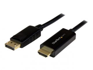 StarTech.com 3 ft (1 m) DisplayPort to HDMI Adapter Cable - 4K DisplayPort to HDMI Converter Cable - Computer Monitor Cable (DP2HDMM1MB) - Adapter cable - DisplayPort male to HDMI male - 1 m - black - 4K support - for P/N: TB3DK2DPPD, TB3DK2DPPDUE, TB3DK2