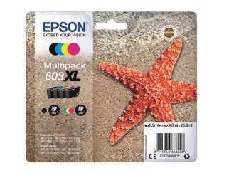Epson Ink Cartridges, 603, Starfish, Multipack, 1 x 8.9 ml Black, 1 x 4.0 ml Cyan, 1 x 4.0 ml Magenta, 1 x 4.0 ml Yellow, Standard