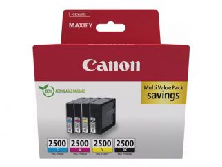 Canon PGI-2500 BK/C/M/Y Multipack - 4-pack - black, yellow, cyan, magenta - original - ink tank - for MAXIFY iB4050, iB4150, MB5150, MB5155, MB5350, MB5450