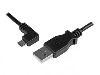 StarTech.com 1m 3 ft Micro-USB Charge-and-Sync Cable - Left-Angle Micro-USB - M/M - USB to Micro USB Charging Cable - 30/24 AWG (USBAUB1MLA) - USB cable - Micro-USB Type B to USB - 1 m