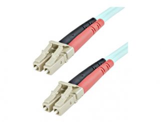 StarTech.com 1m (3ft) LC/UPC to LC/UPC OM3 Multimode Fiber Optic Cable, Full Duplex 50/125Âµm Zipcord Fiber Cable, 100G Networks, LOMMF/VCSEL, <0.3dB Low Insertion Loss - LSZH Fiber Patch Cord - patch cable - 1 m - aqua